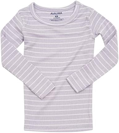 AVAUMA Stripe Pattern Baby Boys Girls Pajama Set Kids Toddler Snug fit Ribbed - Image 3