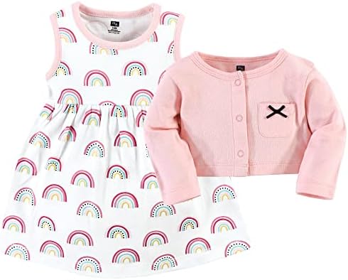 Hudson Baby Infant and Toddler Girls Cotton Dress and Cardigan Set - Image 3