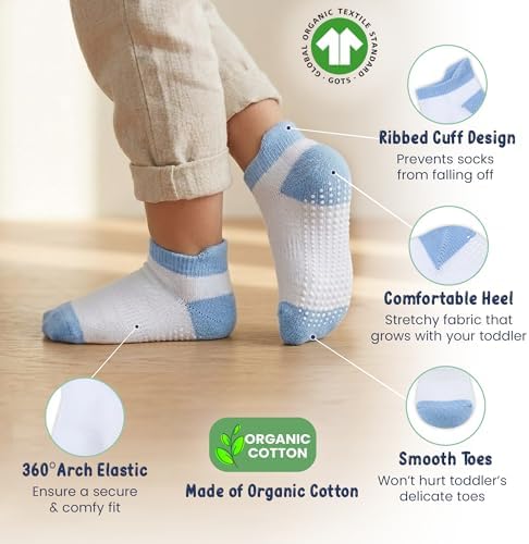 GOTS Organic Cotton Blend Ankle Toddler Socks 6M-12M-2t-3t-4t-5t Baby Gift - Image 3