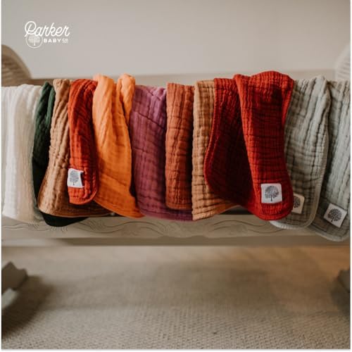 Parker Baby Co. Large 100% Cotton Muslin Burp Cloths, soft burping cloths - Image 6