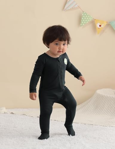 Long Sleeve Baby Bamboo Rayon Romper Infant One-Piece Double Zipper Footies | - Image 5