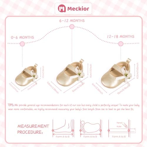 Meckior Infant Baby Girls Soft Sole Bowknot Princess Wedding Dress Mary Jane - Image 6