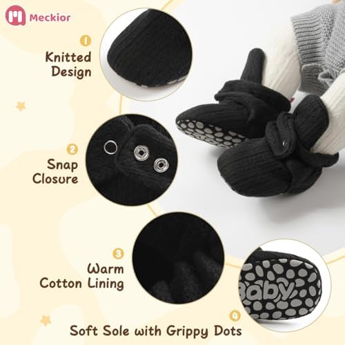 Meckior Newborn Infant Baby Girls Boys Warm Fleece Winter Booties First Walkers - Image 5