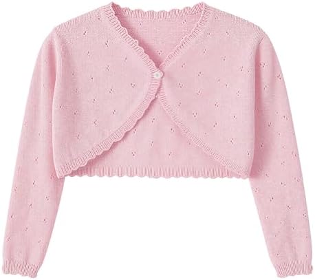 Girls Cardigan, Girls Bolero Shrug Sweater, Kids Knit Hollow Out Long Sleeve by Hvididan