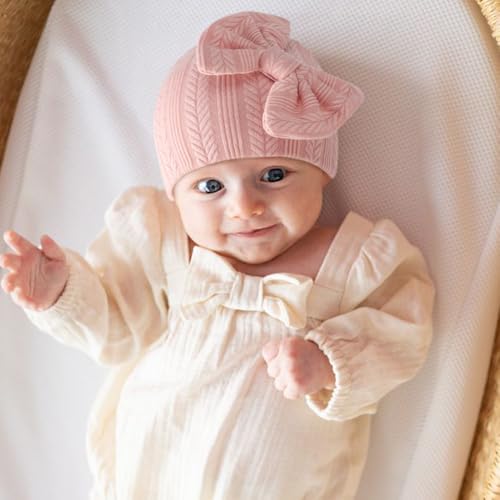 Newborn Baby Hats and Mittens Set Infant Bow Beanie Cap Toddler Gloves Newborn - Image 5
