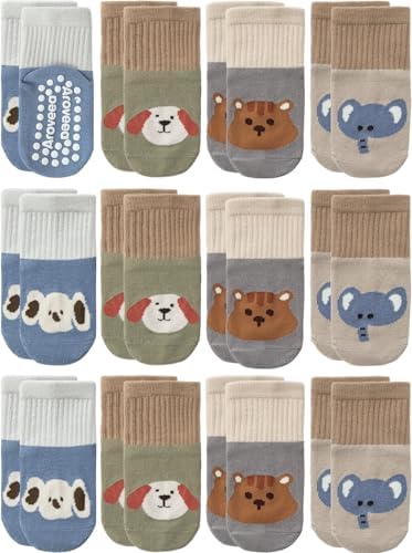 Aroveea Toddler Socks Non Slip Grip Ankle Baby 12 Pack by Aroveea