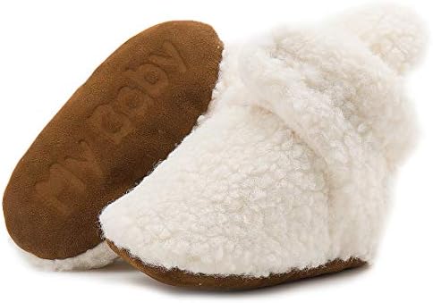 ohsofy Newborn Baby Cotton Booties Stay On Slipper Winter Warm Soft Shoes by ohsofy