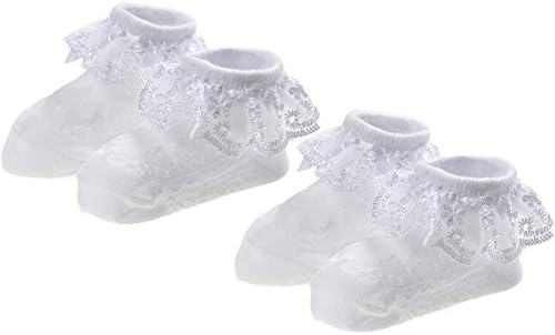 EPEIUS Baby Girl Ruffle Socks, Eyelet Frilly Lace Socks by EPEIUS