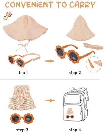 Durio UPF50+ Baby Sun Hat and Sunglasses - Image 5