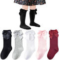 Baby Knee High Socks Infant Toddler Bow Ruffled Cotton Long Socks Stockings by Miniangel