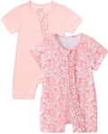 JunNeng Baby Girl Sleeper Viscose from Bamboo, Short Sleeve Romper | 2 Way YKK by JunNeng