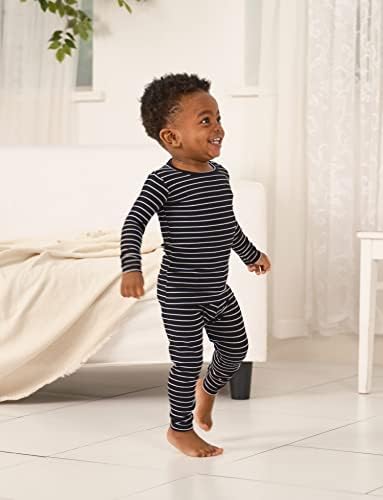 AVAUMA Stripe Pattern Baby Boys Girls Pajama Set Kids Toddler Snug fit Ribbed - Image 2