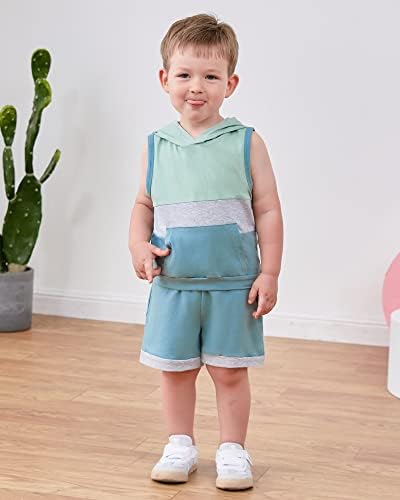 SANMIO Toddler Boy Clothes Summer Outfits Hoodie Tank Tops and Shorts Set - Image 3