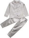 Kids Baby Girl Boy Satin Pajamas Set Button Down Sleep Shirt Top+Long Pants by SAYOO-Alljustforkids
