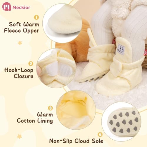 Meckior Newborn Infant Baby Girls Boys Warm Fleece Winter Booties First Walkers - Image 5