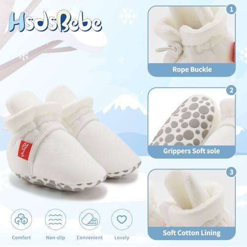 HsdsBebe Unisex Newborn Baby Cotton Booties Non-Slip Sole - Image 5