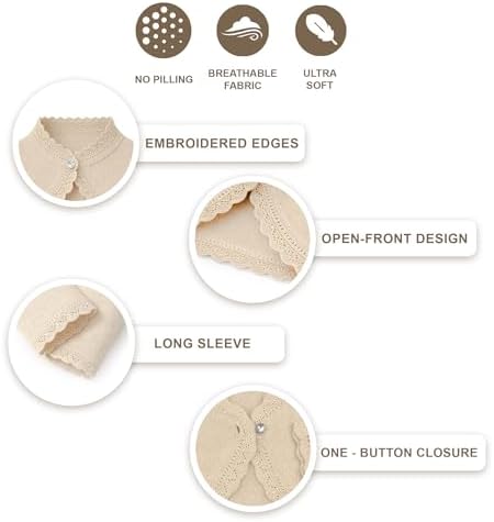 Lilax Little Girls' Knit Long Sleeve Button Closure Bolero Cardigan Shrug - Image 4