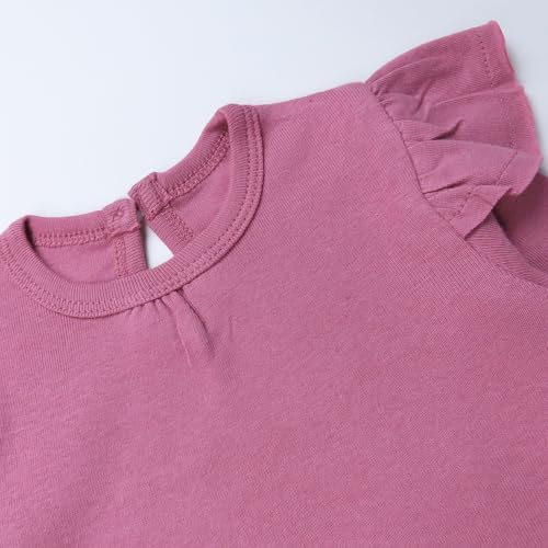 HonestBaby Baby Girls' 5-pack Long Sleeve Ruffle Shoulder Bodysuits 100% - Image 4