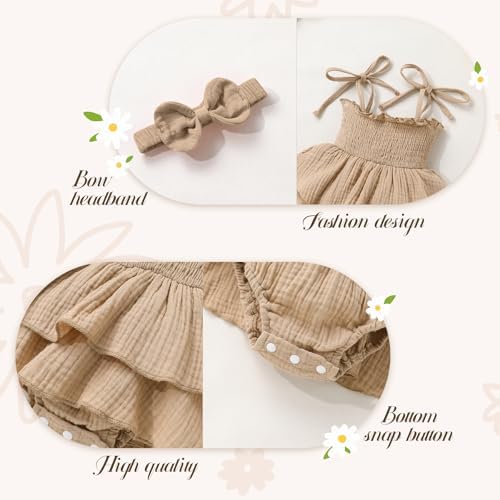 YOUNGER TREE Baby Girl Clothes Infant Summer Romper Dress Sleeveless Bodysuit - Image 4