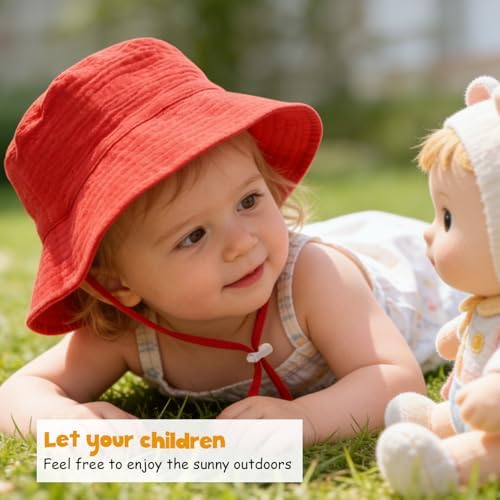 Baby Sun Hat Infant Toddler Summer Cotton Yarn Beach Bucket Hat - Image 3