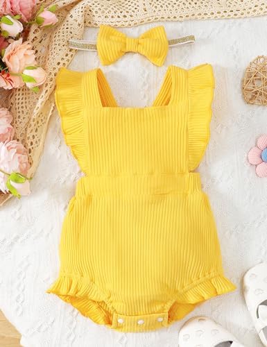 Fullfamous Baby Girl Ruffled Jumpsuit and Headband Set - Image 2