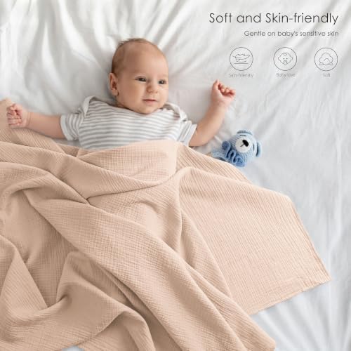 Bearmoss Muslin Swaddle Blankets, 40 x 38 inches Baby Swaddle - Image 3
