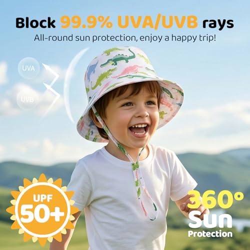 Toddler Bucket Hats UPF 50+ Baby Sun Hat Adjustable Kids Sun Protection Summer - Image 2