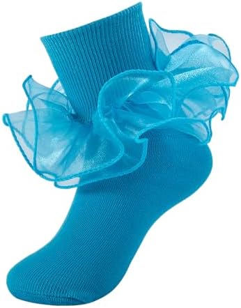 Girls Ruffle Socks Double Lace Turn Cuff Frilly Church Dress Socks by MKYSZLTSOCKS-EnjoyComfort