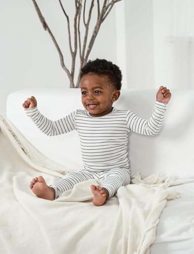 AVAUMA Stripe Pattern Baby Boys Girls Pajama Set Kids Toddler Snug fit Ribbed - Image 2