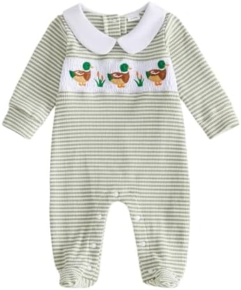 Bagilaanoe Newborn Baby Boy Footie Romper Waffle Knit Outfit Fall Jumpsuit | by Bagilaanoe