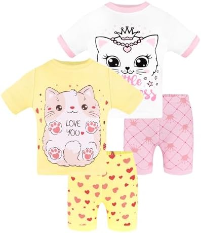DAUGHTER QUEEN Girls Summer Pajamas Set 4 Pieces 100% Cotton Sleepwear Size 18 by DAUGHTERQUEEN