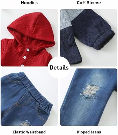 XUANHAO Baby Boy Clothes Toddler Outfits Hoodie Jeans Clothing 12 Months-5T - Image 4