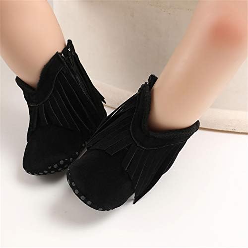 SOFMUO Suede Fringe Baby Cowboy Boots Side Zipper Non Slip Infant Booties - Image 4