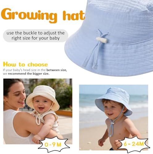 Baby Sun Hat Infant Toddler Summer Cotton Yarn Beach Bucket Hat - Image 5