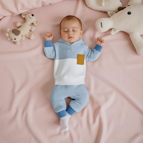 Infant Baby Boy Fall Winter Clothes Outfit Hooded Long Sweatshirt Pant Set - Image 4