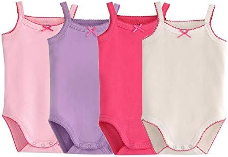 Girls Spaghetti Strap Bodysuit Sleeveless Tank Top Cotton One-Pieces Pack of by Blueleyu
