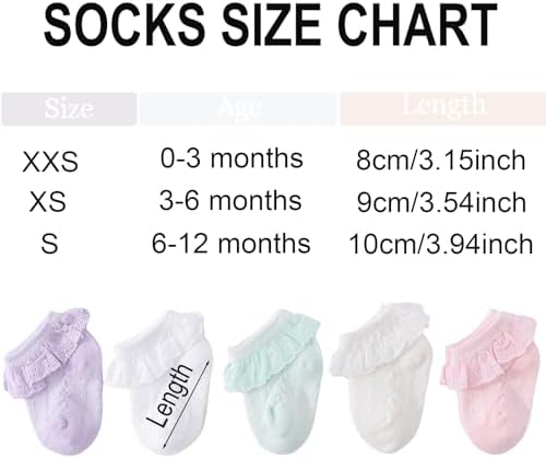 Baby Girl Lace Socks 10 Pack Newborn Ruffle Socks Cotton Ankle Dress Sock - Image 6