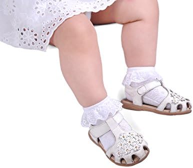 EPEIUS Baby Girl Ruffle Socks, Eyelet Frilly Lace Socks - Image 3