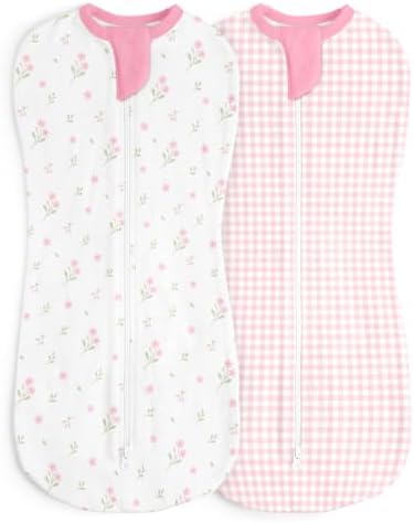 Baby Swaddle 0-2 Months, Cotton Arm-In Zipper Sleep Sack, Wearable Blankets Wrap by SANDJEST