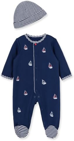 Little Me Baby Boy Clothes 2-Piece Baby Sleeper and Cap Set, 100% Cotton - Image 2