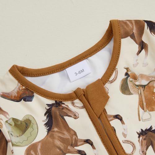 Western Baby Cowboy Clothes Neutral Zipped Fall Romper Outfit - Image 6
