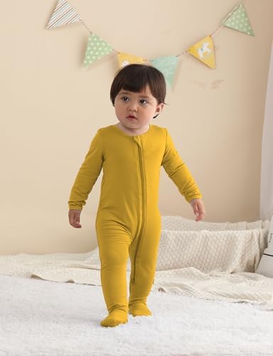 Long Sleeve Baby Bamboo Rayon Romper Infant One-Piece Double Zipper Footies | - Image 4