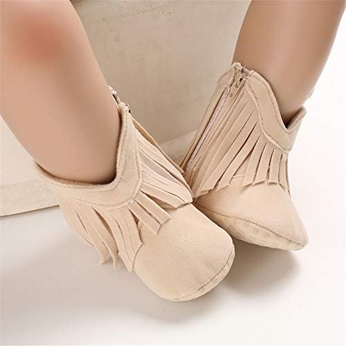 SOFMUO Suede Fringe Baby Cowboy Boots Side Zipper Non Slip Infant Booties - Image 2