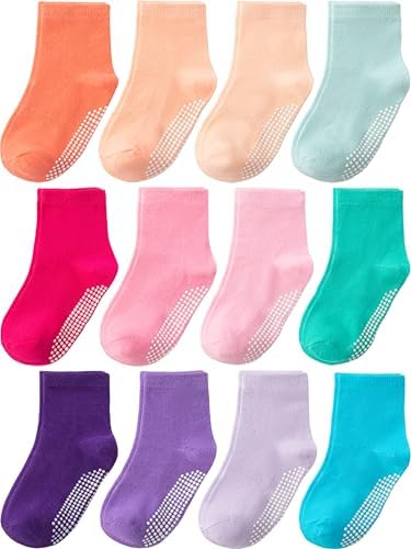 Aroveea Toddler Socks Non Slip Grip Ankle Baby 12 Pack by Aroveea