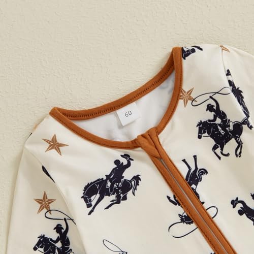 Western Baby Cowboy Clothes Neutral Zipped Fall Romper Outfit - Image 5