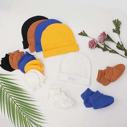 BQUBO Newborn Baby Hat Mittens Socks Set Infant Cotton Beanie Gloves Thick Warm - Image 5