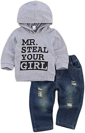 fhutpw Toddler Baby Boy Outfits Hoodie Sweatshirts & Jeans Clothes Set Fall by fhutpw