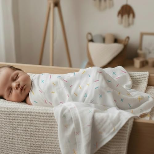 Cotton Baby Swaddle Blanket 28"x28" – Soft Breathable Newborn Receiving Blanket - Image 3
