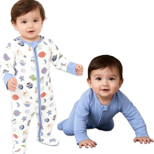 Aablexema Baby Rayon of Bamboo Footed Pajamas Zipper - Image 2
