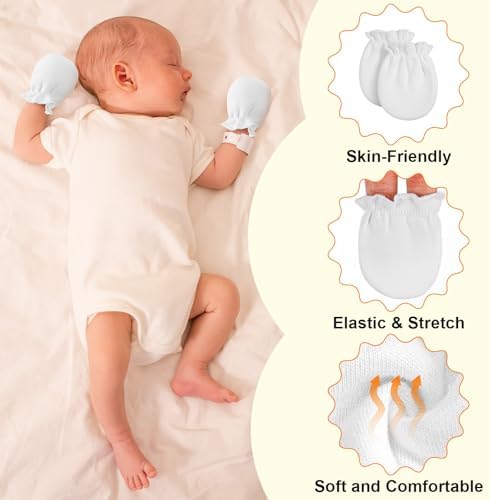 Vabean 12 Pairs Preemie Baby Mittens No Scratch Cotton Premature Baby Gloves - Image 4